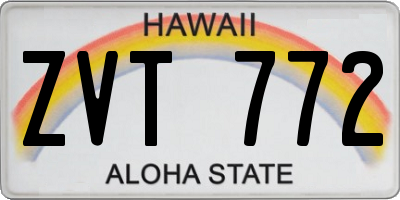 HI license plate ZVT772
