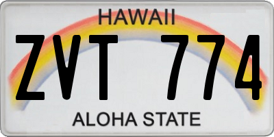 HI license plate ZVT774