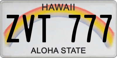 HI license plate ZVT777