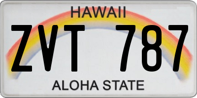 HI license plate ZVT787