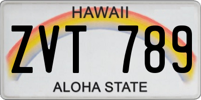 HI license plate ZVT789