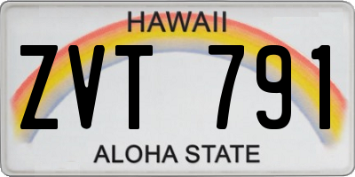HI license plate ZVT791