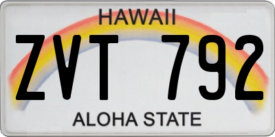 HI license plate ZVT792