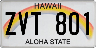 HI license plate ZVT801