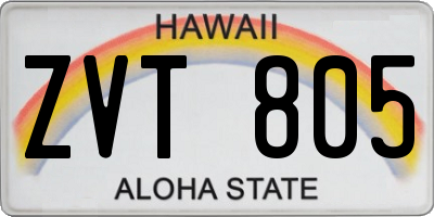 HI license plate ZVT805