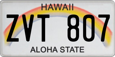 HI license plate ZVT807