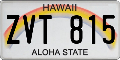 HI license plate ZVT815
