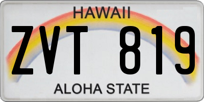 HI license plate ZVT819