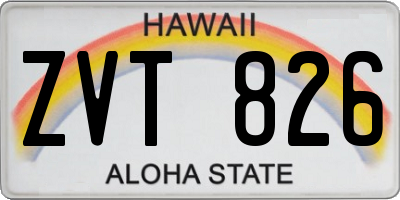 HI license plate ZVT826