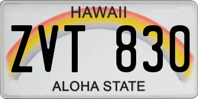 HI license plate ZVT830