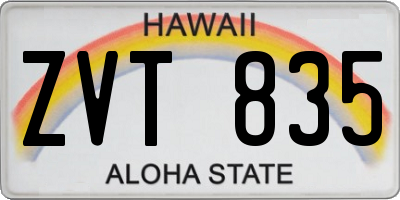 HI license plate ZVT835