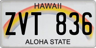 HI license plate ZVT836