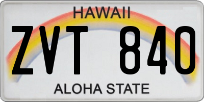 HI license plate ZVT840