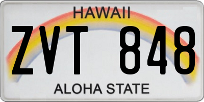 HI license plate ZVT848
