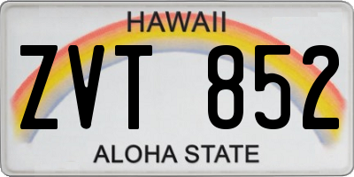 HI license plate ZVT852