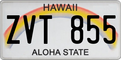 HI license plate ZVT855