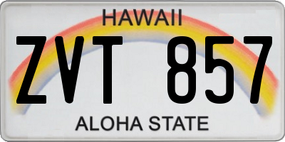 HI license plate ZVT857