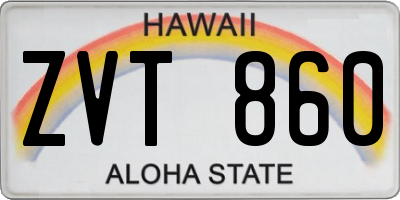 HI license plate ZVT860