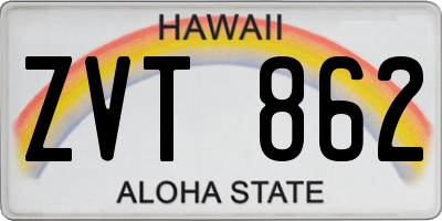 HI license plate ZVT862