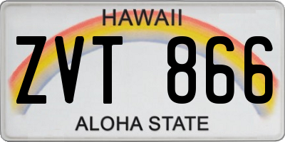 HI license plate ZVT866
