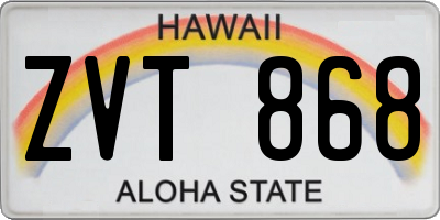 HI license plate ZVT868