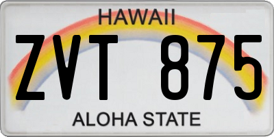 HI license plate ZVT875