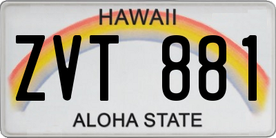HI license plate ZVT881