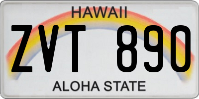 HI license plate ZVT890
