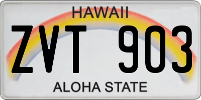 HI license plate ZVT903