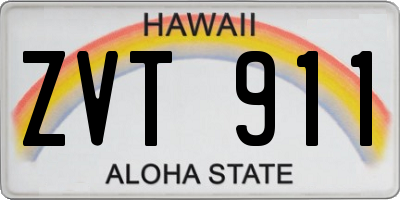 HI license plate ZVT911