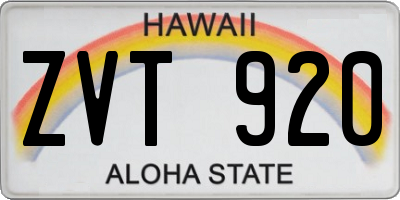 HI license plate ZVT920