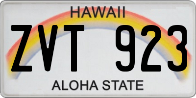 HI license plate ZVT923