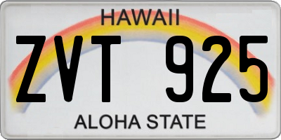 HI license plate ZVT925