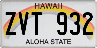 HI license plate ZVT932