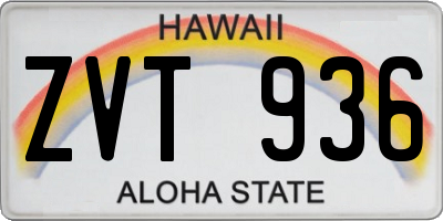 HI license plate ZVT936