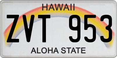 HI license plate ZVT953