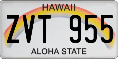 HI license plate ZVT955