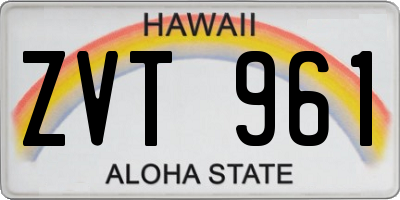 HI license plate ZVT961