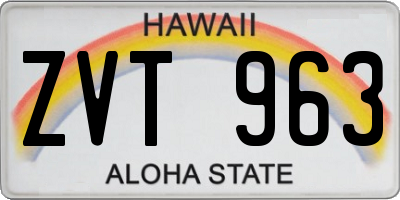 HI license plate ZVT963