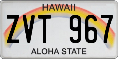 HI license plate ZVT967