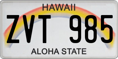 HI license plate ZVT985