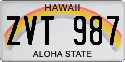 HI license plate ZVT987