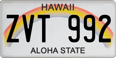 HI license plate ZVT992