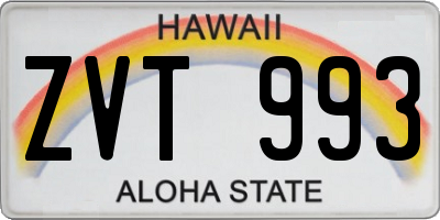 HI license plate ZVT993