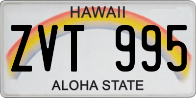 HI license plate ZVT995
