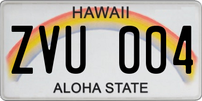 HI license plate ZVU004