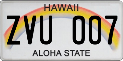 HI license plate ZVU007