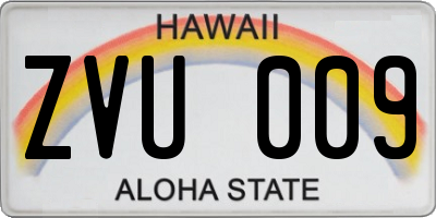 HI license plate ZVU009