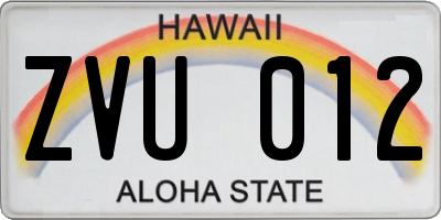 HI license plate ZVU012