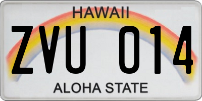 HI license plate ZVU014